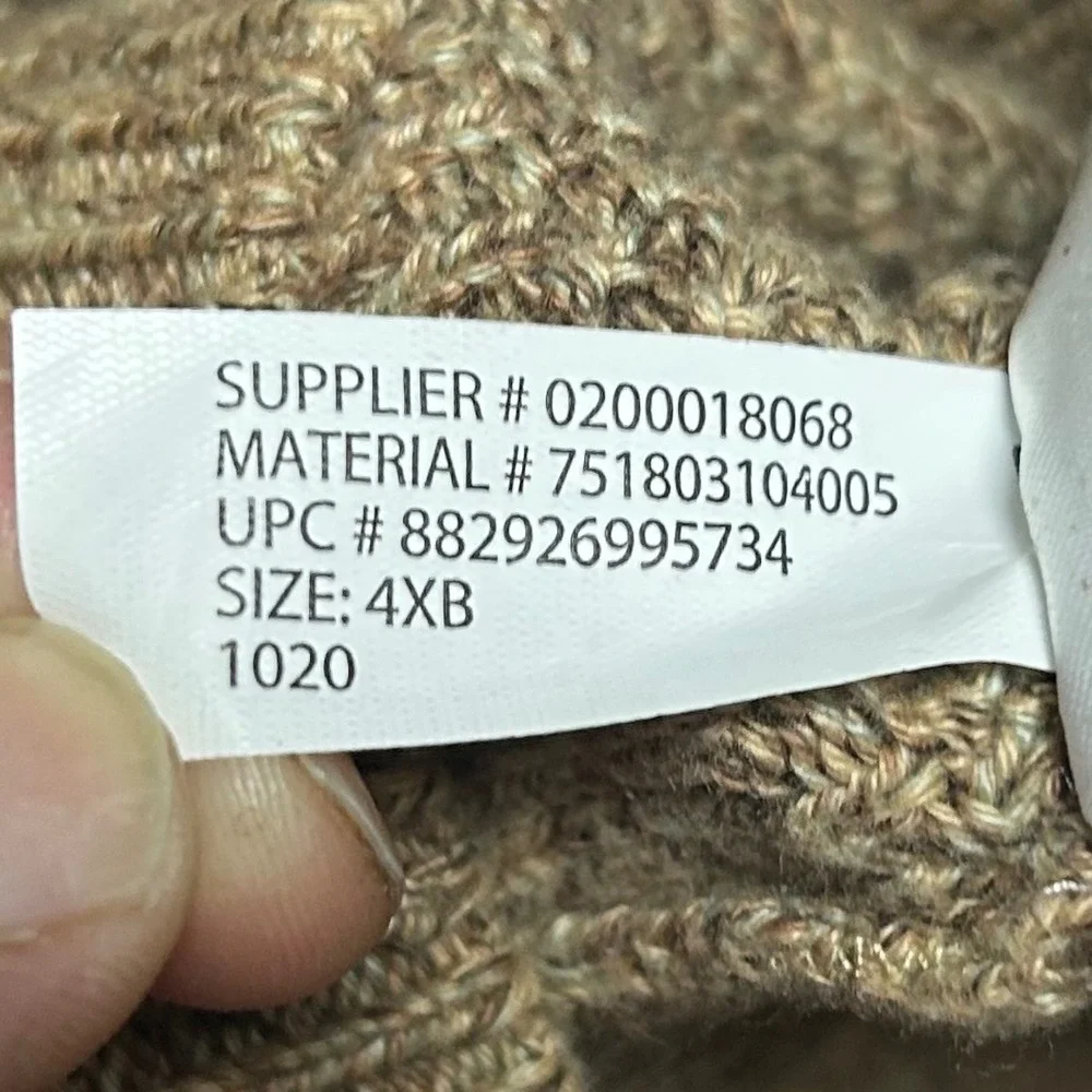 Chaps Mens 4XB Brown Marl Mock Neck Button Sweater Suede Elbow Patches 0050